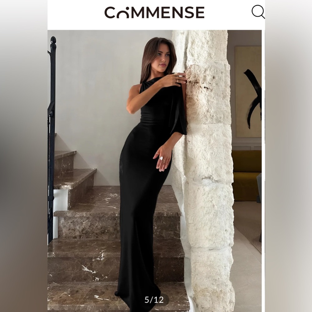 NWT Commense sleek black maxi dress size small tall
